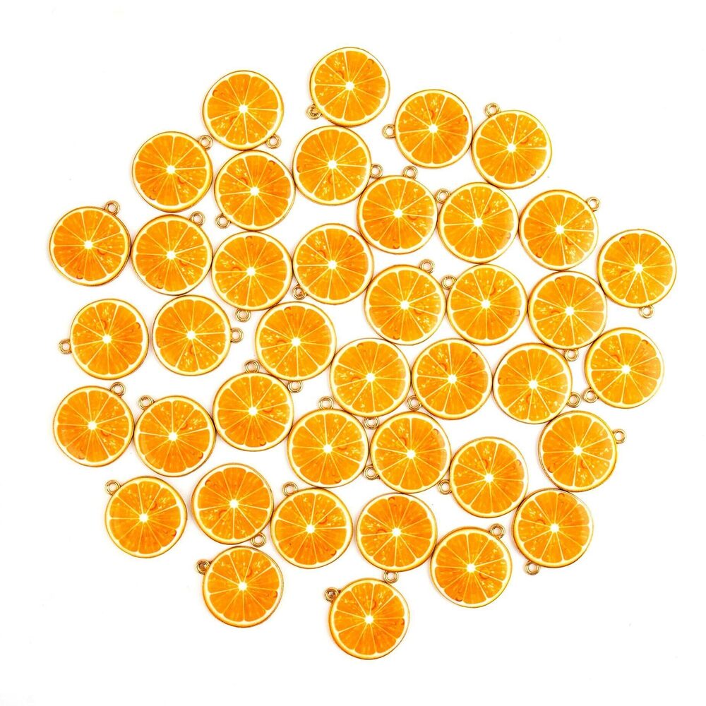 5853 40 Pack Orange Enamel Charms Fruit Dainty Dangle Pendant for DIY